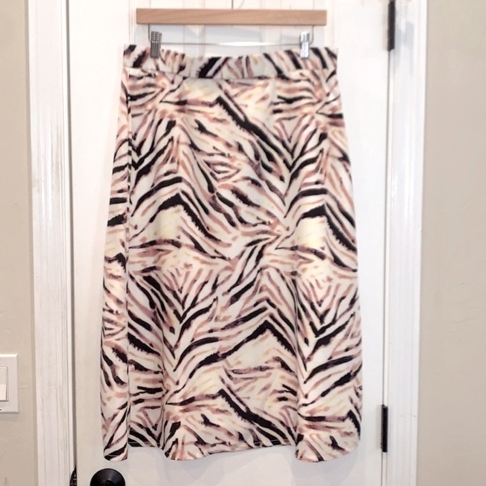 Kendall & Kylie Blush Midi Skirt Pink & Black Animal Print Skirt